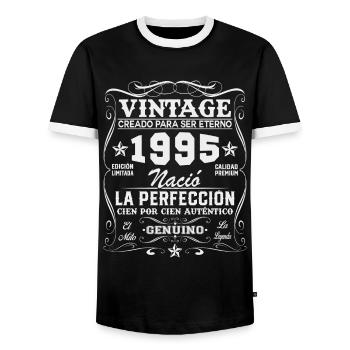 30ème Anniversaire 30 Ans Millésime 1995 - T-shirt contrasté Homme - noir/blanc - Devant - AI Model Female 172 light (172cm) & AI Model Male 178 light (178cm)