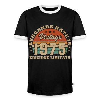 1975 Vintage Retro Geburtstagsgeschenk - Männer Kontrast-T-Shirt - Schwarz/Weiß - Vorne - AI Model Female 172 light (172cm) & AI Model Male 178 light (178cm)
