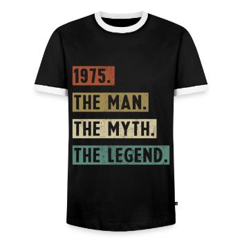 1975 Vintage Retro Geburtstagsgeschenk - Männer Kontrast-T-Shirt - Schwarz/Weiß - Vorne - AI Model Female 172 light (172cm) & AI Model Male 178 light (178cm)