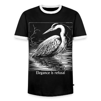 Black and White Graphic Design T-Shirt – Minimalist - Men's Ringer Shirt - black/white - Front - AI Model Female 172 light (172cm) & AI Model Male 178 light (178cm)