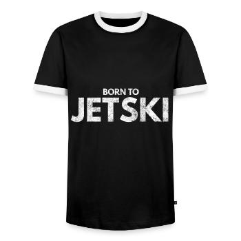 Jet ski plage mer vacances sport cadeau d'été 4e - T-shirt contrasté Homme - noir/blanc - Devant - AI Model Female 172 light (172cm) & AI Model Male 178 light (178cm)