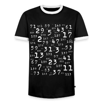 Prime nombres math enseignant nerd étudiant logique école - T-shirt contrasté Homme - noir/blanc - Devant - AI Model Female 172 light (172cm) & AI Model Male 178 light (178cm)