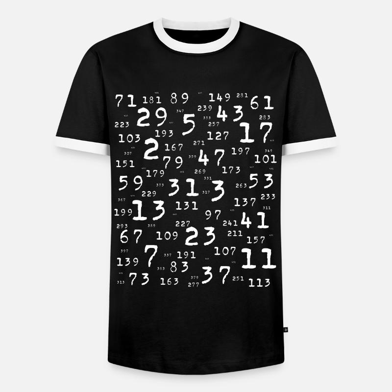 Prime numbers math teacher nerd student logic school - Men's Ringer Shirt - black/white