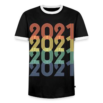 Cool Retro 2021, 2 Jahre alt, 2. Geburtstag Kinder - Männer Kontrast-T-Shirt - Schwarz/Weiß - Vorne - AI Model Female 172 light (172cm) & AI Model Male 178 light (178cm)