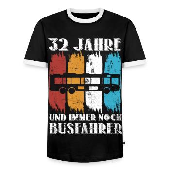 Busfahrer Busfahren Beruf 32 Geburtstag Spruch - Männer Kontrast-T-Shirt - Schwarz/Weiß - Vorne - AI Model Female 172 light (172cm) & AI Model Male 178 light (178cm)