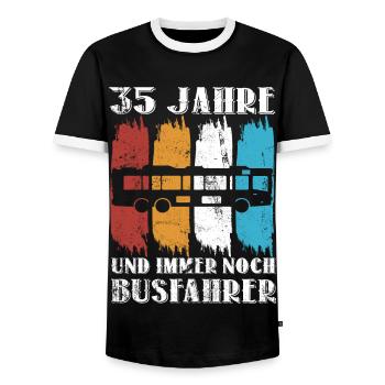 Busfahrer Busfahren Beruf 35 Geburtstag Spruch - Männer Kontrast-T-Shirt - Schwarz/Weiß - Vorne - AI Model Female 172 light (172cm) & AI Model Male 178 light (178cm)