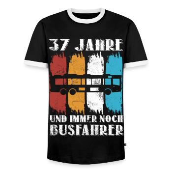 Busfahrer 37 Jahre Busfahren Beruf 37 Geburtstag - Männer Kontrast-T-Shirt - Schwarz/Weiß - Vorne - AI Model Female 172 light (172cm) & AI Model Male 178 light (178cm)