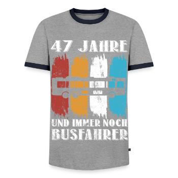 Busfahrer Beruf Busfahren 47 Geburtstag Spruch - Männer Kontrast-T-Shirt - Grau/Navy  - Vorne - AI Model Female 172 light (172cm) & AI Model Male 178 light (178cm)