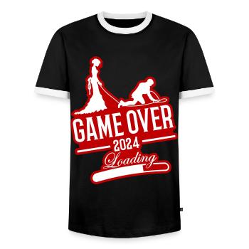 Hochzeit Loading 2024 Game Over - Männer Kontrast-T-Shirt - Schwarz/Weiß - Vorne - AI Model Female 172 light (172cm) & AI Model Male 178 light (178cm)