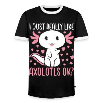 Axolotl - T-shirt contrasté Homme - noir/blanc - Devant - AI Model Female 172 light (172cm) & AI Model Male 178 light (178cm)