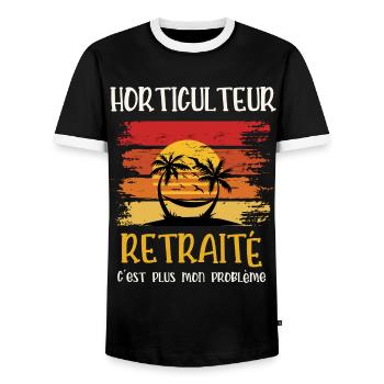 horticulteur retraité - T-shirt contrasté Homme - noir/blanc - Devant - AI Model Female 172 light (172cm) & AI Model Male 178 light (178cm)