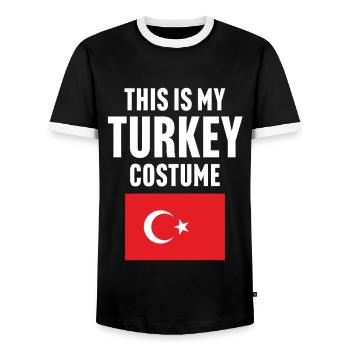 C’est mon costume de dinde - T-shirt contrasté Homme - noir/blanc - Devant - AI Model Female 172 light (172cm) & AI Model Male 178 light (178cm)