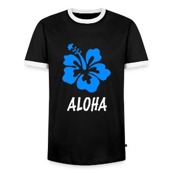 Aloha - Männer Kontrast-T-Shirt - Schwarz/Weiß - Vorne - AI Model Female 172 light (172cm) & AI Model Male 178 light (178cm)