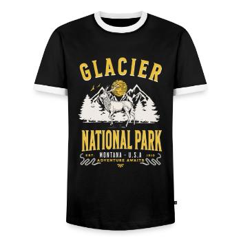 Parc national des Glaciers, Montana, États-Unis - T-shirt contrasté Homme - noir/blanc - Devant - AI Model Female 172 light (172cm) & AI Model Male 178 light (178cm)