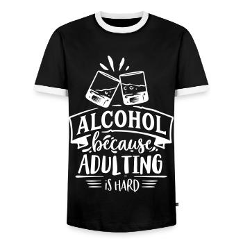 ALCOHOL PARTY GRILL GRILL CELEBRATION DRINK MOTIFS - Men's Ringer Shirt - black/white - Front - AI Model Female 172 light (172cm) & AI Model Male 178 light (178cm)