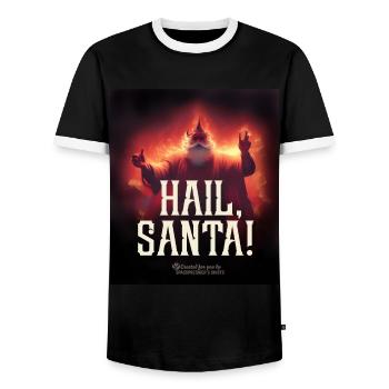 Salut, Père Noël! - T-shirt contrasté Homme - noir/blanc - Devant - AI Model Female 172 light (172cm) & AI Model Male 178 light (178cm)