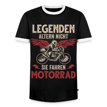 Motorrad Biker Motorradfahrer - Männer Kontrast-T-Shirt - Schwarz/Weiß - Vorne - AI Model Female 172 light (172cm) & AI Model Male 178 light (178cm)