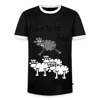 jumping sheep - Men's Ringer Shirt - black/white - Front - AI Model Female 172 light (172cm) & AI Model Male 178 light (178cm)