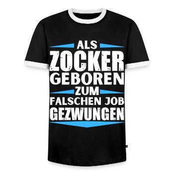Le joueur a atterri dans le mauvais emploi - T-shirt contrasté Homme - noir/blanc - Devant - AI Model Female 172 light (172cm) & AI Model Male 178 light (178cm)