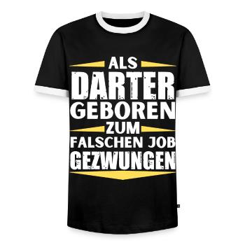 Darter landed in the wrong job - Men's Ringer Shirt - black/white - Front - AI Model Female 172 light (172cm) & AI Model Male 178 light (178cm)