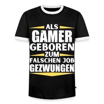 Le joueur a atterri dans le mauvais emploi - T-shirt contrasté Homme - noir/blanc - Devant - AI Model Female 172 light (172cm) & AI Model Male 178 light (178cm)