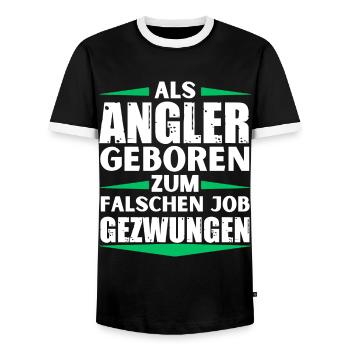 Le pêcheur a atterri dans le mauvais emploi - T-shirt contrasté Homme - noir/blanc - Devant - AI Model Female 172 light (172cm) & AI Model Male 178 light (178cm)