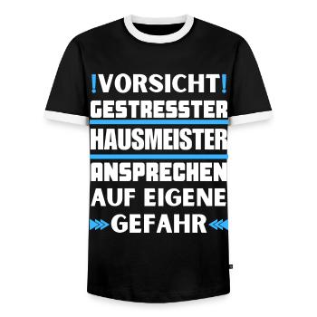 Ne parlez pas à un concierge stressé ! - T-shirt contrasté Homme - noir/blanc - Devant - AI Model Female 172 light (172cm) & AI Model Male 178 light (178cm)