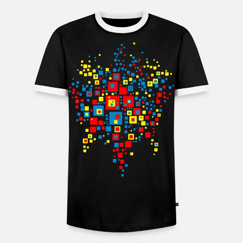 Hundertwasser world map abstract - Men's Ringer Shirt - black/white