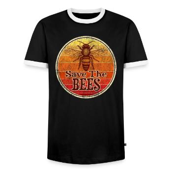 Save The Bees beekeeper bees vintage logo - Men's Ringer Shirt - black/white - Front - AI Model Female 172 light (172cm) & AI Model Male 178 light (178cm)