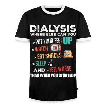 Lustige Dialyse über Dialyse Tagesdialysepatient - Männer Kontrast-T-Shirt - Schwarz/Weiß - Vorne - AI Model Female 172 light (172cm) & AI Model Male 178 light (178cm)