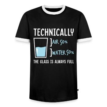Physics Science Glass Half-full humor - Men's Ringer Shirt - black/white - Front - AI Model Female 172 light (172cm) & AI Model Male 178 light (178cm)