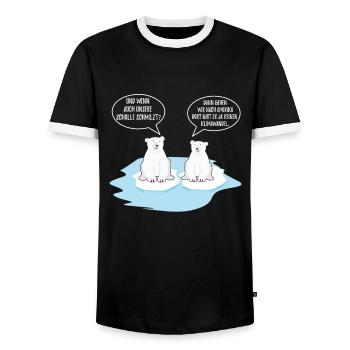 Klimawandel Eisbär Pinguin Spruch schmelzen - Männer Kontrast-T-Shirt - Schwarz/Weiß - Vorne - AI Model Female 172 light (172cm) & AI Model Male 178 light (178cm)