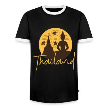 Thailand - Men's Ringer Shirt - black/white - Front - AI Model Female 172 light (172cm) & AI Model Male 178 light (178cm)