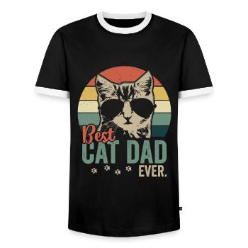 Meilleur papa de chat de tous les temps - T-shirt contrasté Homme - noir/blanc - Devant - AI Model Female 172 light (172cm) & AI Model Male 178 light (178cm)