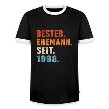 Bester ehemann seit 1998 hochzeitstag - Männer Kontrast-T-Shirt - Schwarz/Weiß - Vorne - AI Model Female 172 light (172cm) & AI Model Male 178 light (178cm)