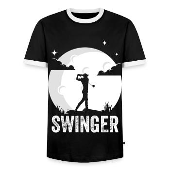 Golf Swinger Golfer Golfer Golf - Männer Kontrast-T-Shirt - Schwarz/Weiß - Vorne - AI Model Female 172 light (172cm) & AI Model Male 178 light (178cm)