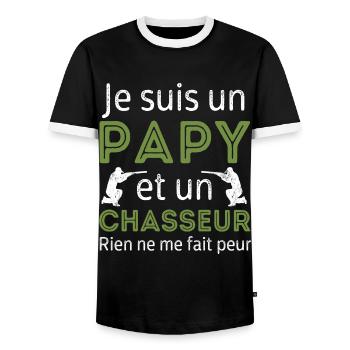 Je suis un papy chasseur cadeau de chasse - T-shirt contrasté Homme - noir/blanc - Devant - AI Model Female 172 light (172cm) & AI Model Male 178 light (178cm)