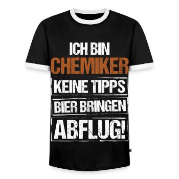 I'm a chemist - bring beer and take off - Men's Ringer Shirt - black/white - Front - AI Model Female 172 light (172cm) & AI Model Male 178 light (178cm)
