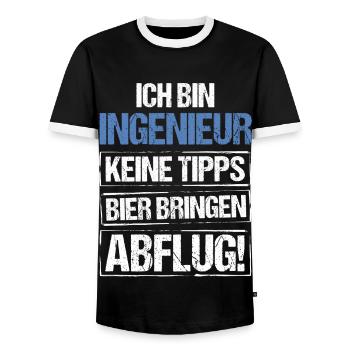 I'm an engineer - bring beer and take off - Men's Ringer Shirt - black/white - Front - AI Model Female 172 light (172cm) & AI Model Male 178 light (178cm)