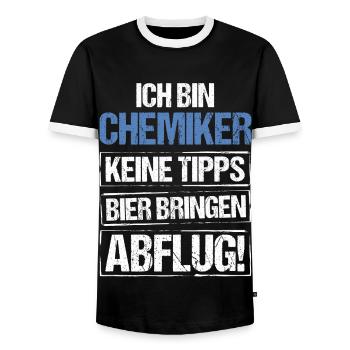 I'm a chemist - bring beer and take off - Men's Ringer Shirt - black/white - Front - AI Model Female 172 light (172cm) & AI Model Male 178 light (178cm)