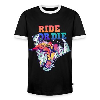 Snowboarder Ride or Die - Männer Kontrast-T-Shirt - Schwarz/Weiß - Vorne - AI Model Female 172 light (172cm) & AI Model Male 178 light (178cm)