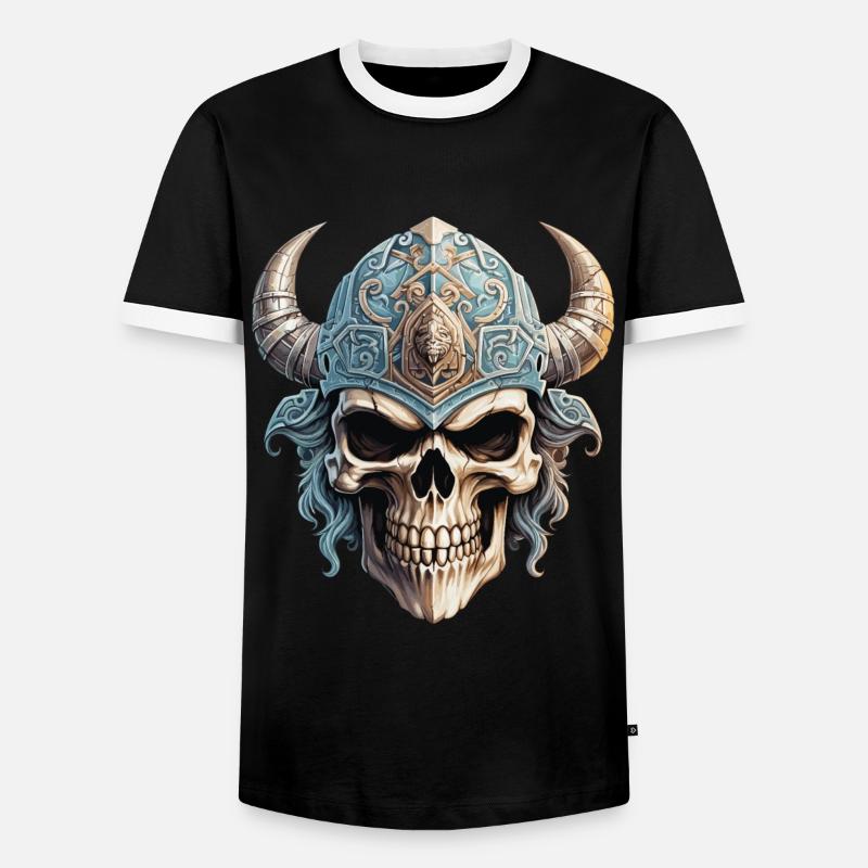 Wikinger-Schädel - Männer Kontrast-T-Shirt - Schwarz/Weiß