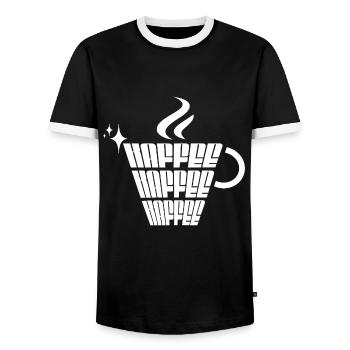 Kaffee Kaffee Kaffee - Männer Kontrast-T-Shirt - Schwarz/Weiß - Vorne - AI Model Female 172 light (172cm) & AI Model Male 178 light (178cm)