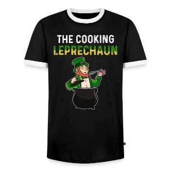 St Patricks Day Lutin Irlande Cuisinier Porte-bonheur - T-shirt contrasté Homme - noir/blanc - Devant - AI Model Female 172 light (172cm) & AI Model Male 178 light (178cm)