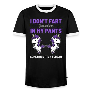 Farting Unicorn Dont Fart Pony Magical Horse Poop - Men's Ringer Shirt - black/white - Front - AI Model Female 172 light (172cm) & AI Model Male 178 light (178cm)