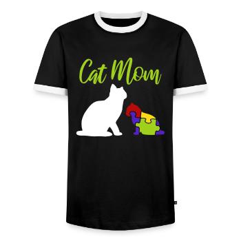 Autisme Chat Down Syndrome Mère Autiste - T-shirt contrasté Homme - noir/blanc - Devant - AI Model Female 172 light (172cm) & AI Model Male 178 light (178cm)