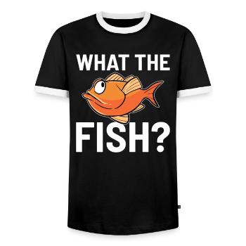 What The Fish Anglerspruch Raubfisch Angler Hobby - Männer Kontrast-T-Shirt - Schwarz/Weiß - Vorne - AI Model Female 172 light (172cm) & AI Model Male 178 light (178cm)