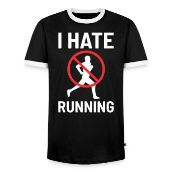 I Hate Running Run Jogging Fitness Training Gift - Men's Ringer Shirt - black/white - Front - AI Model Female 172 light (172cm) & AI Model Male 178 light (178cm)