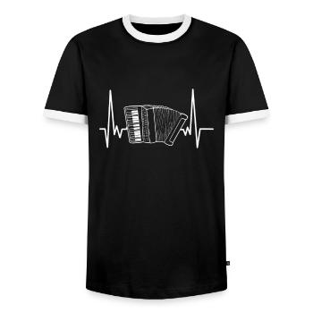 Accordéon coeur battement d’orgue cadeau cadeau - T-shirt contrasté Homme - noir/blanc - Devant - AI Model Female 172 light (172cm) & AI Model Male 178 light (178cm)