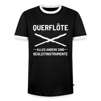 Transverse Flute Love Musician Music Teacher Gift - Men's Ringer Shirt - black/white - Front - AI Model Female 172 light (172cm) & AI Model Male 178 light (178cm)